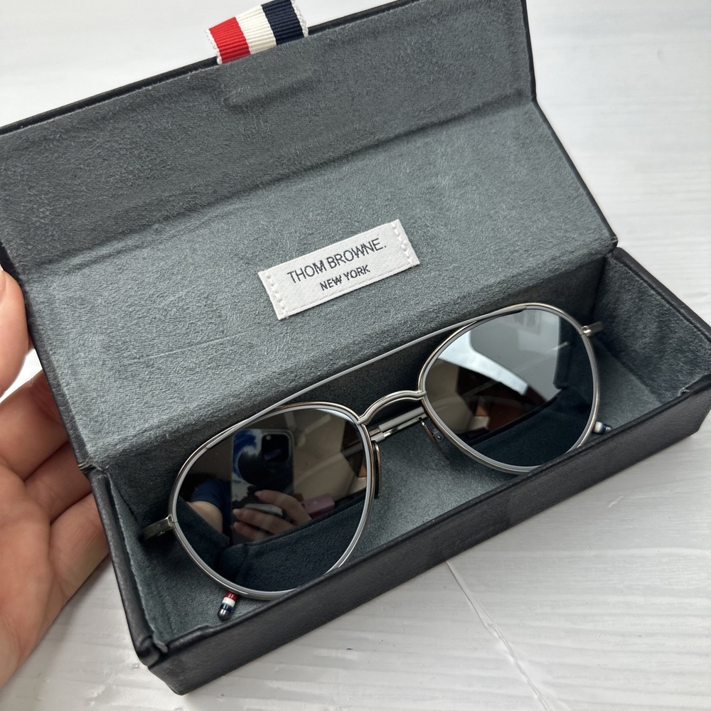 THOM BROWNE Sunglasses TB-109-B-T-SLV-GRY-53 Aviator Silver Grey 53 mm